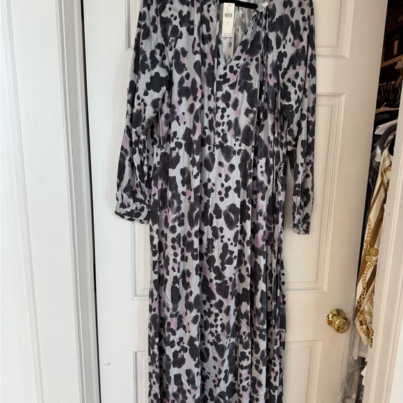 cloth & stone Gray, Black & Lavender Leopard Print Wrap Dress - Picture 7 of 7